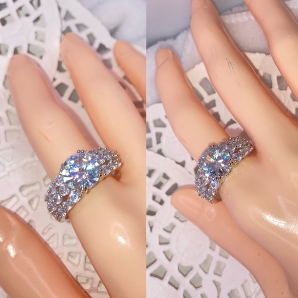 3.87ct White Sapphire Chunky Paved 925 Silver Bling Ring - Picture 7 of 10